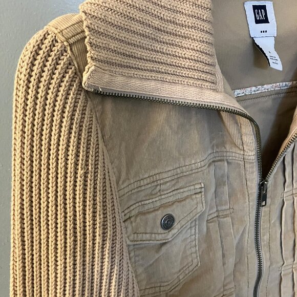 GAP Womens Corduroy Knit Full Zip Tan Jacket Size Small - Picture 8 of 13
